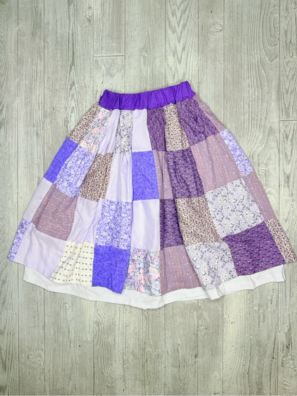 Handmade patchwork purple square dancing square skirt boho small